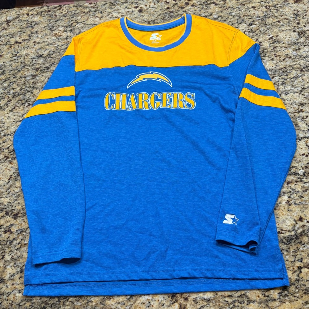 Starter Los Angeles Chargers Shirt Mens L Blue Gold Long Sleeve NFL Football v